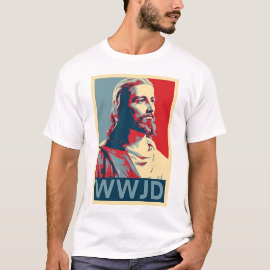 Jezus — WWJD T-shirt (Voorkant)