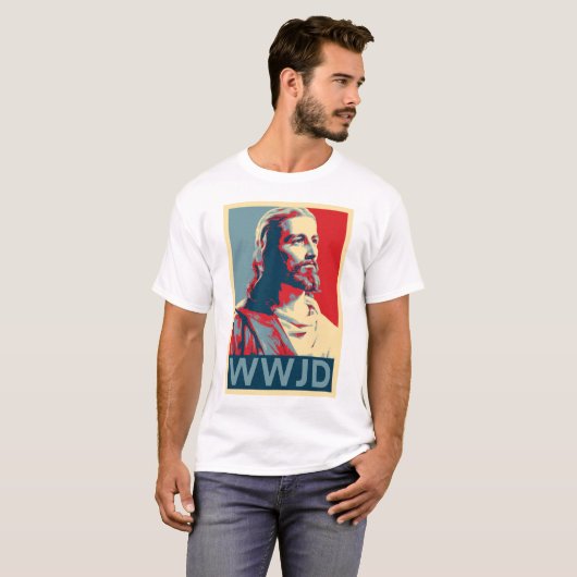 Jezus — WWJD T-shirt (Voorkant volledig)