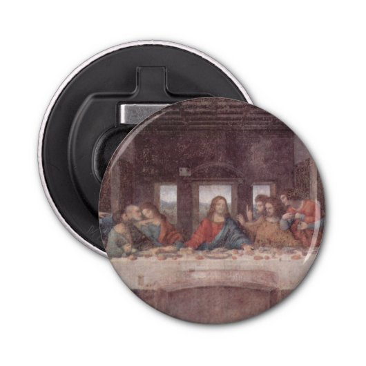 Jezus "Yeshua" Het Laatste Avondmaal, Leonardo da  Button Flesopener (Voorkant)