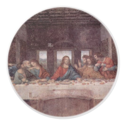 Jezus "Yeshua" Het Laatste Avondmaal, Leonardo da Keramische Knop (Voorkant)