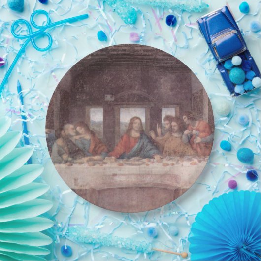 Jezus "Yeshua" Het Laatste Avondmaal, Leonardo da  Papieren Bordje (Feest)