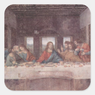 Jezus "Yeshua" Het Laatste Avondmaal, Leonardo da  Vierkante Sticker