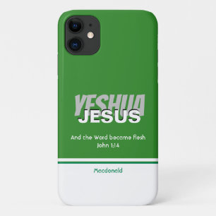 JEZUS YESHUA Schrift gepersonaliseerd GROEN Case-Mate iPhone Case