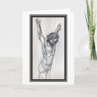 "Jezus zant kruis." Wenskaart Kaart