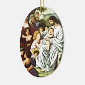 Jezus zegent de kinderen keramisch ornament (Links)