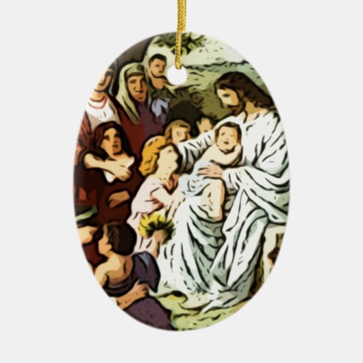 Jezus zegent de kinderen keramisch ornament (Voorkant)