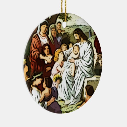 Jezus zegent de kinderen keramisch ornament (Rechts)