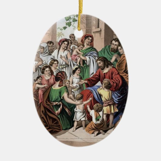 Jezus zegent kleine kinderen die sieraden schilder keramisch ornament (Voorkant)