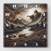 Jezus zegent Natuur in een sereen landschap Vierkante Klok (Voorkant)