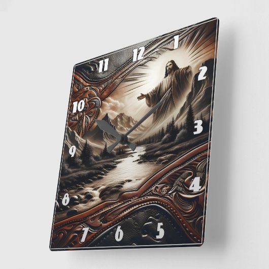 Jezus zegent Natuur in een sereen landschap Vierkante Klok (Hoek)