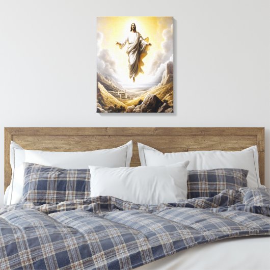 Jezus zegevierde bij de hemelpoort canvas afdruk (Insitu (Slaapkamer))