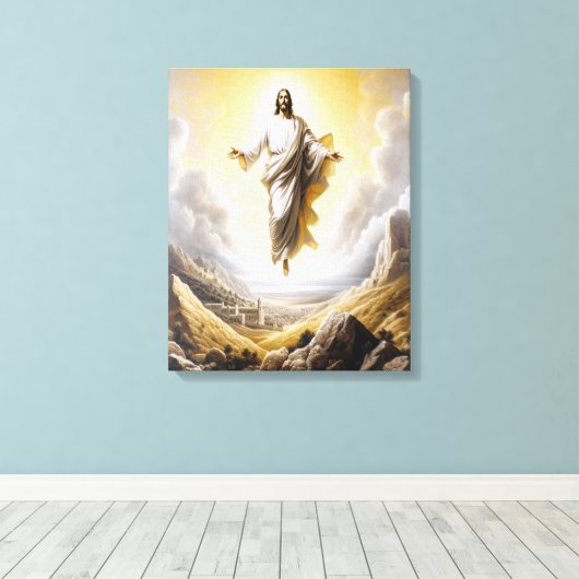 Jezus zegevierde bij de hemelpoort canvas afdruk (Insitu (Houten vloer))