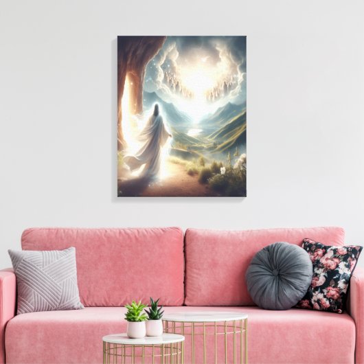 Jezus zegevierde bij de hemelpoort canvas afdruk (Insitu (Woonkamer))