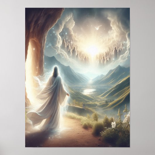 Jezus zegevierde bij de hemelpoort poster (Voorkant)