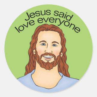 Jezus zegt: Heb iedereen lief Ronde Sticker