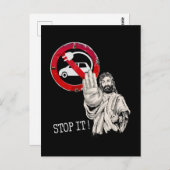 Jezus zegt nee tegen elektrische auto’s briefkaart (Voorkant / Achterkant)