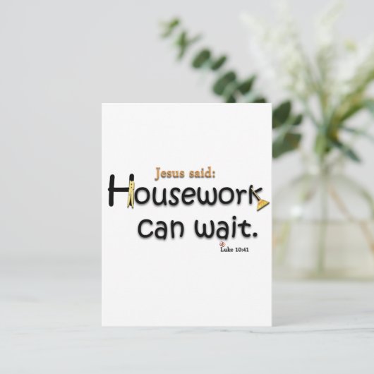 Jezus zei dat het huiswerk kan wachten briefkaart (Staand voorkant)