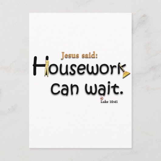 Jezus zei dat het huiswerk kan wachten briefkaart (Voorkant)