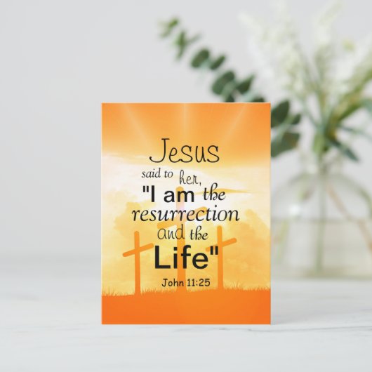 Jezus zei dat ik de reurrectie John 11:25 Verse be Briefkaart (Staand voorkant)