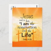 Jezus zei dat ik de reurrectie John 11:25 Verse be Briefkaart (Voorkant / Achterkant)