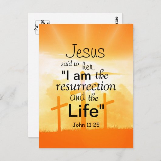 Jezus zei dat ik de reurrectie John 11:25 Verse be Briefkaart (Voorkant / Achterkant)