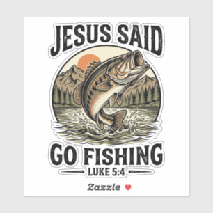Jezus Zei Ga Vissen Vintage Baars Christelijk Sticker