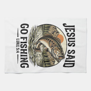 Jezus Zei Ga Vissen Vintage Baars Christelijk Theedoek