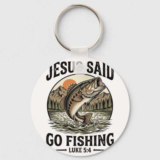 Jezus Zei Ga Vissen Vintage Baars Christen Sleutelhanger (Voorkant)
