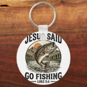 Jezus Zei Ga Vissen Vintage Baars Christen Sleutelhanger (Voorkant)