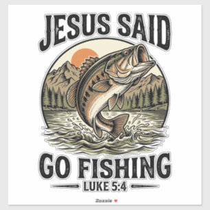 Jezus Zei Ga Vissen Vintage Baars Christen Sticker