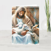 Jezus zit met lammetjes en konijntjes | Easter Kaart (Voorkant)