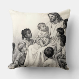 Jezus zittend met kinderen kussen