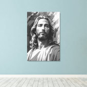 Jezus zwart-wit canvas kunst (Insitu (Houten vloer))