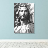 Jezus zwart-wit canvas kunst (Insitu (Houten vloer))