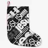 Jezus; zwarte en donkergrijze strepen kleine kerstsok (Voorkant)