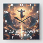 Jezus Zweefde DE HEER IS MIJN ROTS Vierkante Klok (Voorkant)