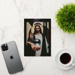 Jezusbeeld in neo-kubistische elegantie Moderne Ab Folie Wenskaart