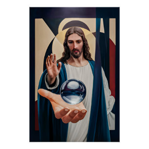 Jezusbeeld in neo-kubistische elegantie Moderne Ab Perfect Poster