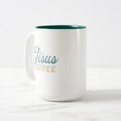 Jezuskoffie en Christelijk design Tweekleurige Koffiemok (Voorkant links)