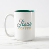 Jezuskoffie en Christelijk design Tweekleurige Koffiemok (Links)