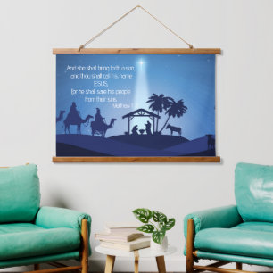 Jezus's Birth Wood met wand en wand Hangend Wandkleed