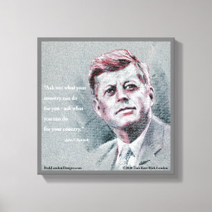 JFK & citaat Canvas Afdruk