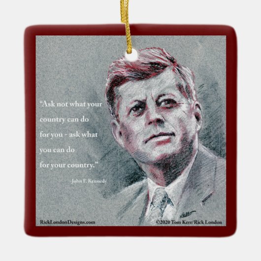 JFK & Citaatboom Keramisch Ornament (Voorkant)