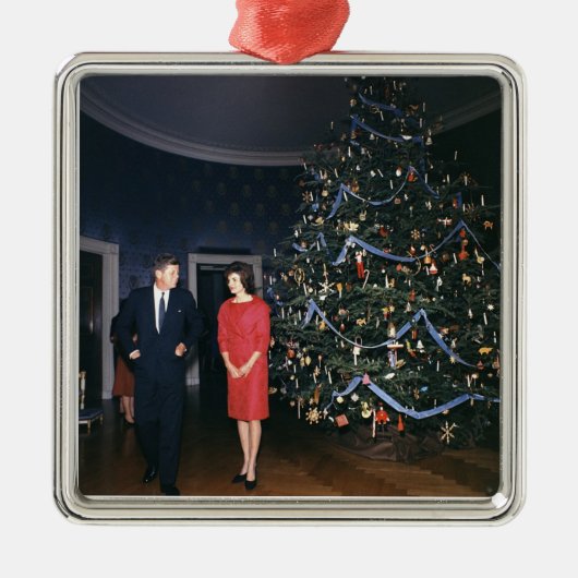 JFK en Jacqueline Kennedy kerstversiering Metalen Ornament (Voorkant)
