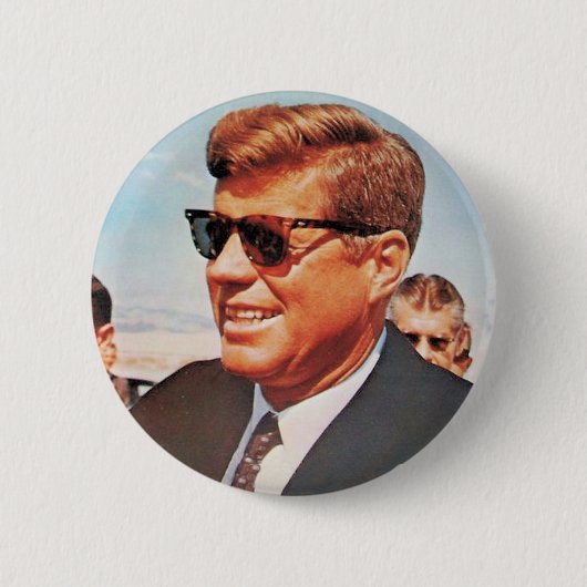 JFK in levenkleur Ronde Button 5,7 Cm (Voorkant)