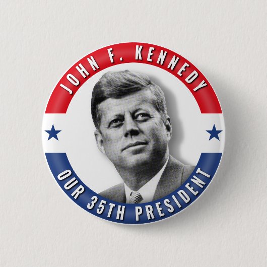 JFK John F. Kennedy 35th President POTUS Memorial Ronde Button 5,7 Cm (Voorkant)