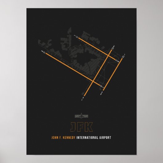 JFK - John F. Kennedy Airport Runway Diagram Poster (Voorkant)