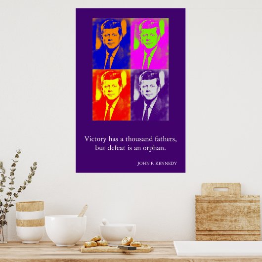 JFK John F. Kennedy citeert overwinning Poster (Keuken)