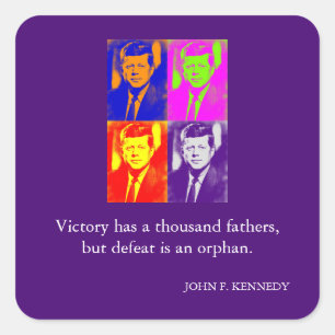 JFK John F. Kennedy citeert overwinning Vierkante Sticker