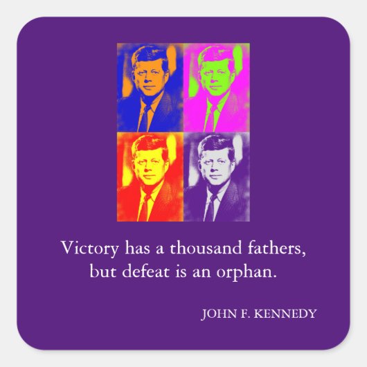 JFK John F. Kennedy citeert overwinning Vierkante Sticker (Voorkant)